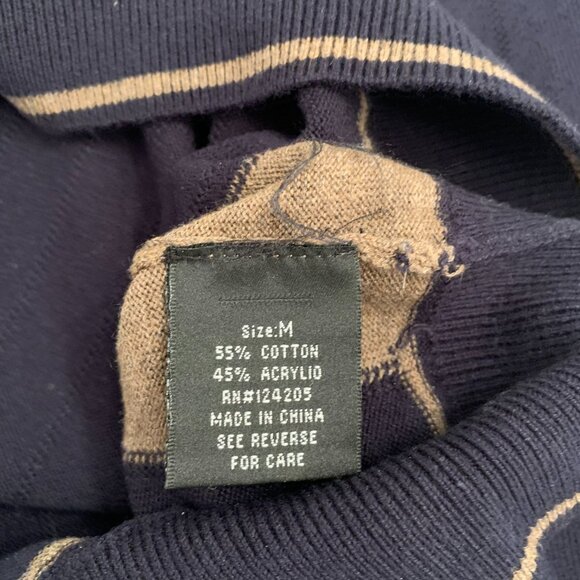 navy and tan V neck sweater size M - Picture 5 of 6
